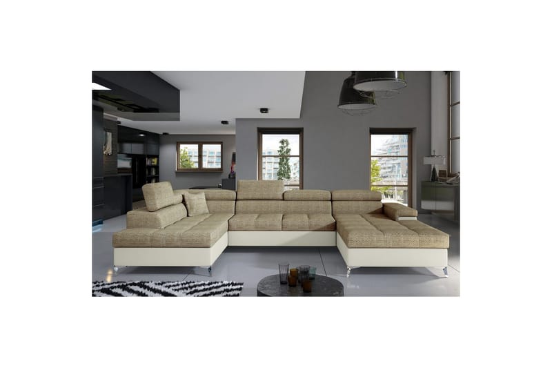 Hörnsoffa Eltap Eduardo 337x205x88 cm - Berlin 03, Mjuk 33, Beige, Vänster - Möbler - Vardagsrum - Bäddsoffor - U bäddsoffa
