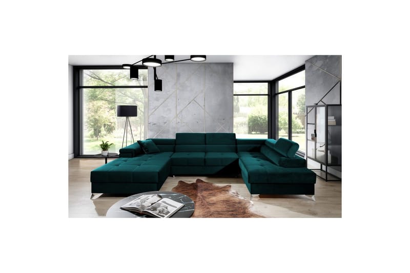 Hörnsoffa Eltap Eduardo 337x205x88 cm - Kronos 04, Grön, Höger - Möbler - Vardagsrum - Bäddsoffor - U bäddsoffa