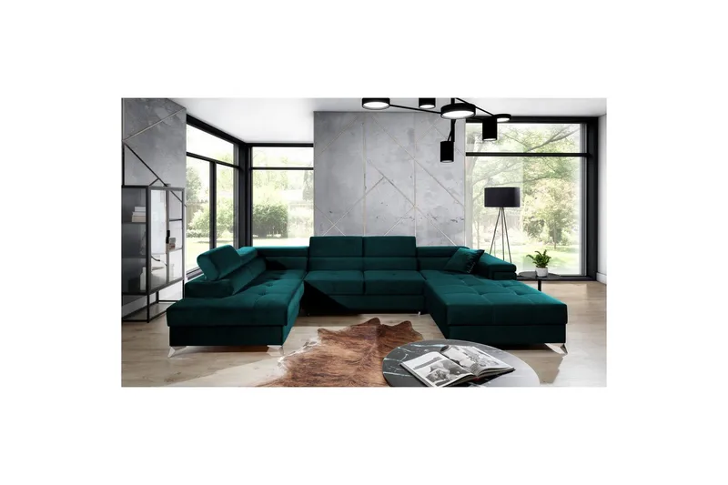 Hörnsoffa Eltap Eduardo 337x205x88 cm - Kronos 04, Grön, Vänster - Möbler - Vardagsrum - Bäddsoffor - U bäddsoffa