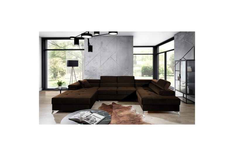 Hörnsoffa Eltap Eduardo 337x205x88 cm - Kronos 06, Brun, Höger - Möbler - Vardagsrum - Bäddsoffor - U bäddsoffa