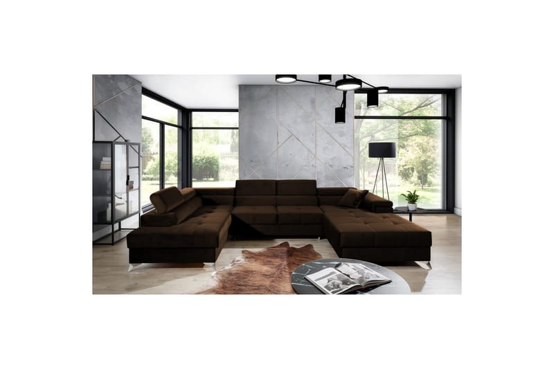 Hörnsoffa Eltap Eduardo 337x205x88 cm - Kronos 06, Brun, Vänster - Möbler - Vardagsrum - Bäddsoffor - U bäddsoffa