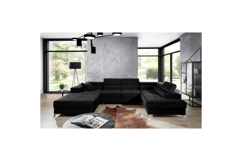 Hörnsoffa Eltap Eduardo 337x205x88 cm - Kronos 07, Svart, Höger - Möbler - Vardagsrum - Bäddsoffor - U bäddsoffa
