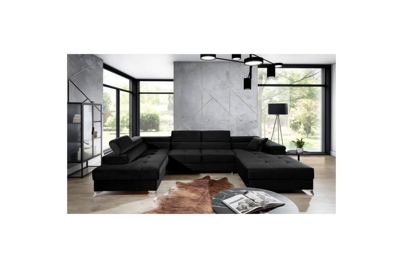 Hörnsoffa Eltap Eduardo 337x205x88 cm - Kronos 07, Svart, Vänster - Möbler - Vardagsrum - Bäddsoffor - U bäddsoffa