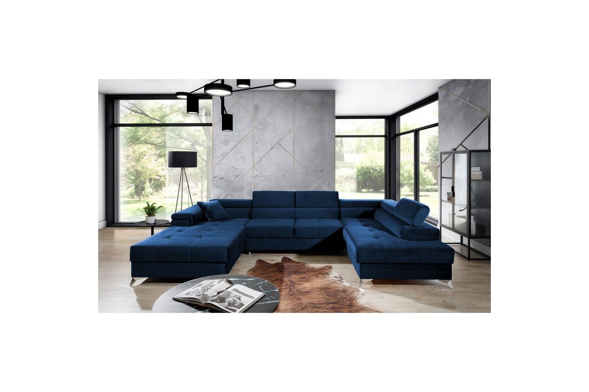 H&ouml;rnsoffa Eltap Eduardo 337x205x88 cm - Kronos 09, M&ouml;rkbl&aring;, H&ouml;ger