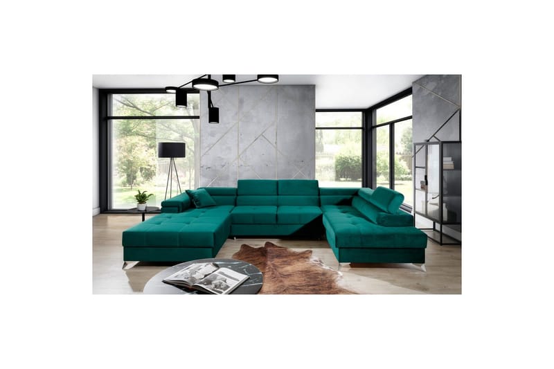 Hörnsoffa Eltap Eduardo 337x205x88 cm - Kronos 19, Mörkgrön, Höger - Möbler - Vardagsrum - Bäddsoffor - U bäddsoffa