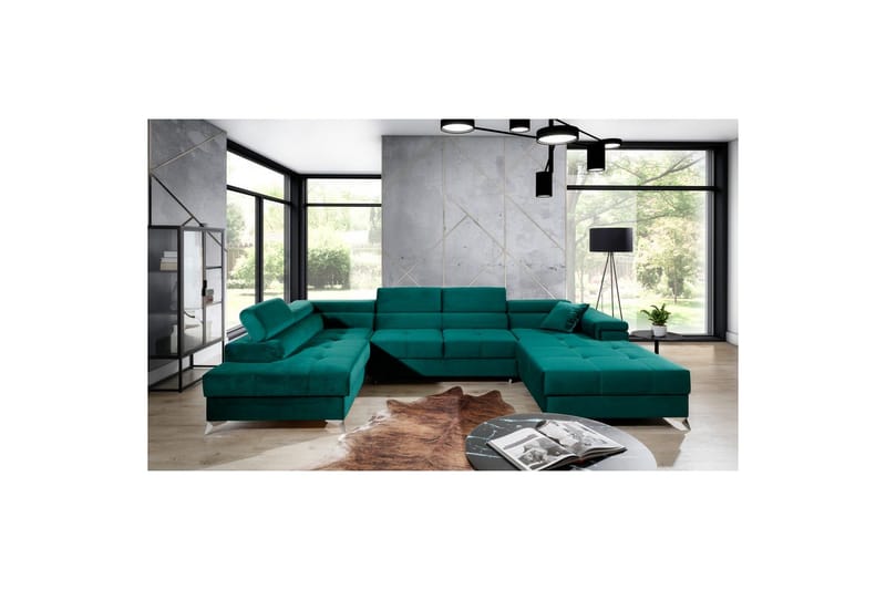 Hörnsoffa Eltap Eduardo 337x205x88 cm - Kronos 19, Mörkgrön, Vänster - Möbler - Vardagsrum - Bäddsoffor - U bäddsoffa