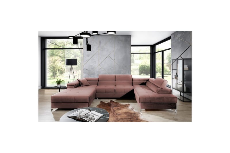 Hörnsoffa Eltap Eduardo 337x205x88 cm - Kronos 29, Rosa, Höger - Möbler - Vardagsrum - Bäddsoffor - U bäddsoffa