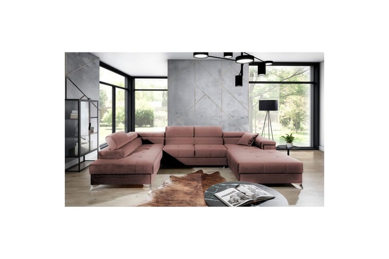 Hörnsoffa Eltap Eduardo 337x205x88 cm - Kronos 29, Rosa, Vänster - Möbler - Vardagsrum - Bäddsoffor - U bäddsoffa