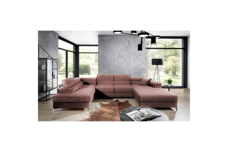 Hörnsoffa Eltap Eduardo 337x205x88 cm - Kronos 29, Rosa, Vänster - Möbler - Vardagsrum - Bäddsoffor - U bäddsoffa