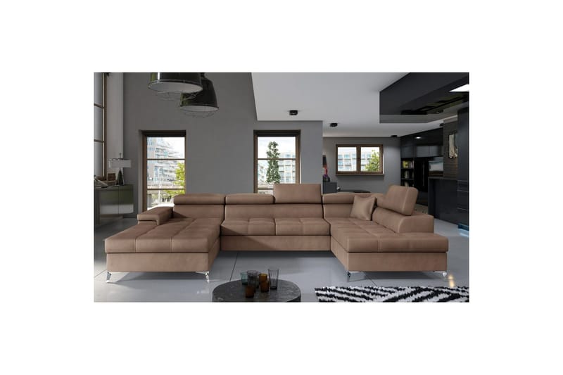 Hörnsoffa Eltap Eduardo 337x205x88 cm - Monolith 09, Mörkbeige, Höger - Möbler - Vardagsrum - Bäddsoffor - U bäddsoffa