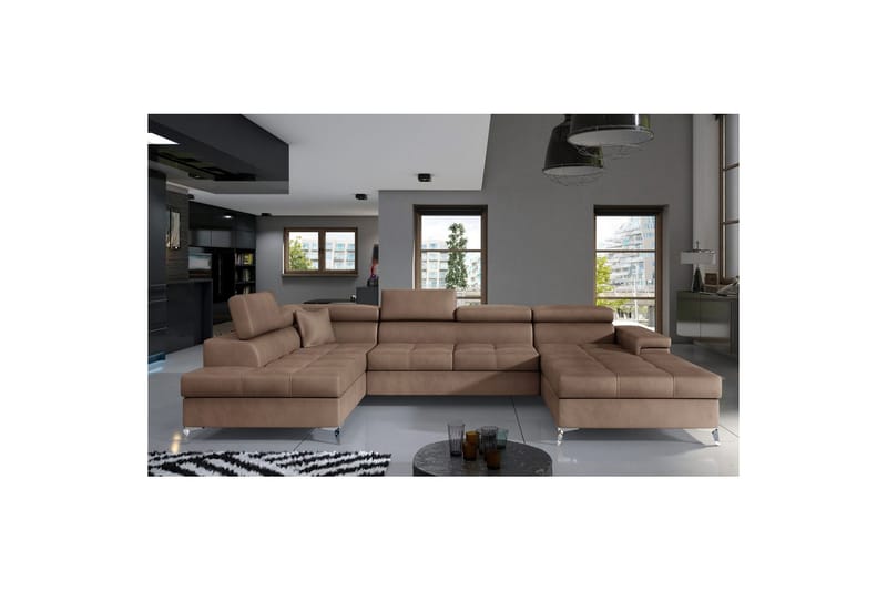Hörnsoffa Eltap Eduardo 337x205x88 cm - Monolith 09, Mörkbeige, Vänster - Möbler - Vardagsrum - Bäddsoffor - U bäddsoffa