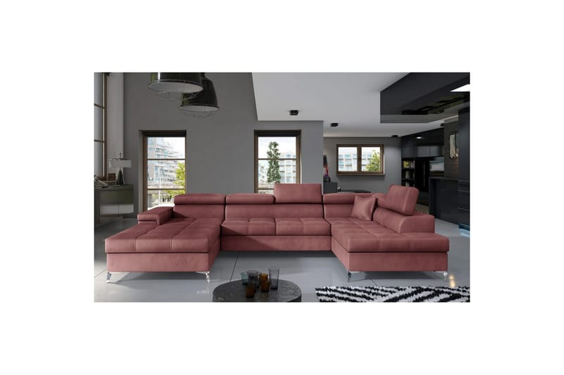 Hörnsoffa Eltap Eduardo 337x205x88 cm - Monolith 63, Rosa, Höger - Möbler - Vardagsrum - Bäddsoffor - U bäddsoffa