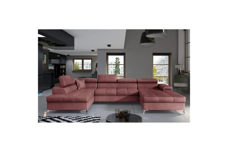 Hörnsoffa Eltap Eduardo 337x205x88 cm - Monolith 63, Rosa, Vänster - Möbler - Vardagsrum - Bäddsoffor - U bäddsoffa