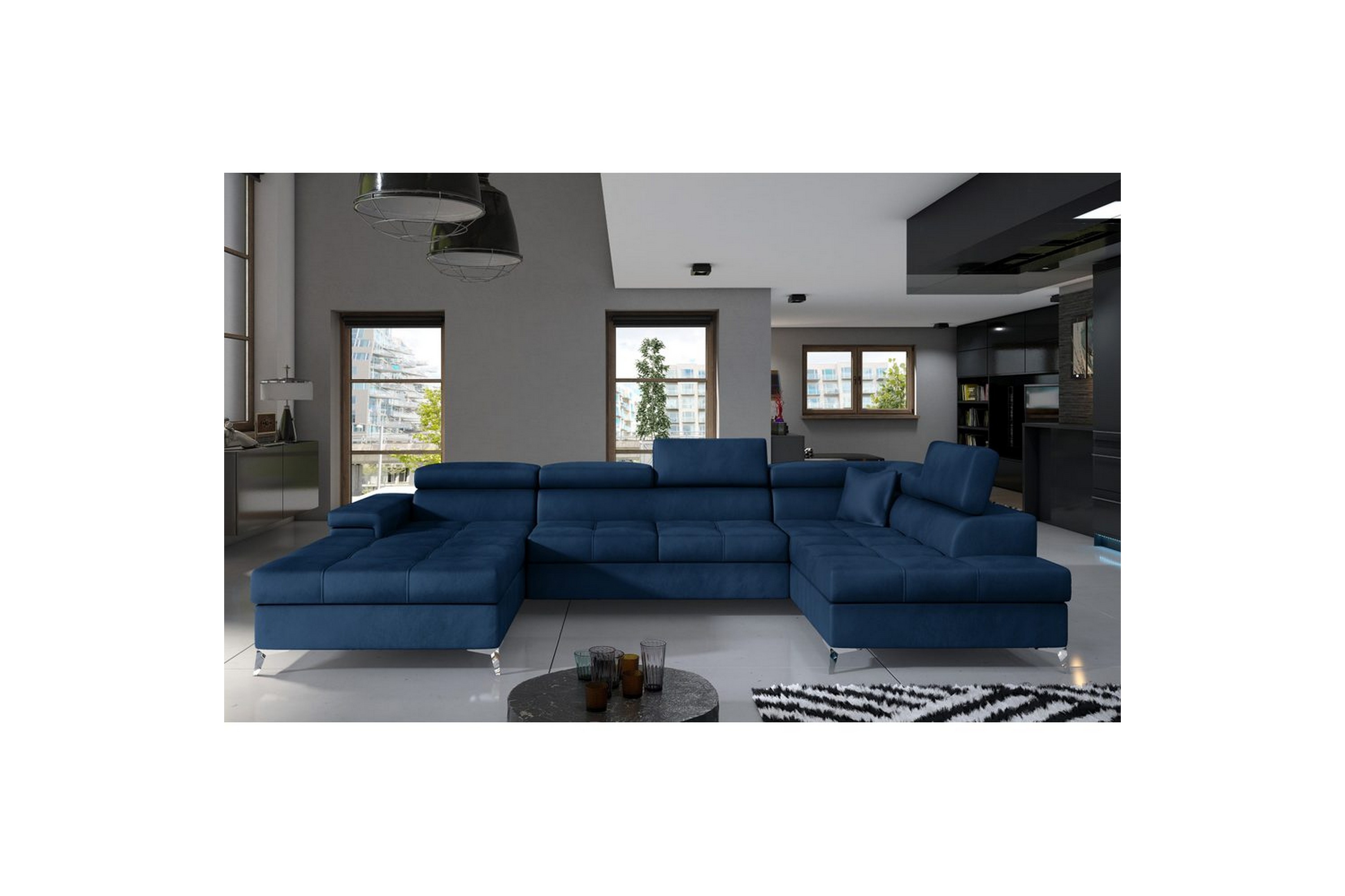 hörnsoffa eltap eduardo 337x205x88 cm - monolith 77, blå, höger