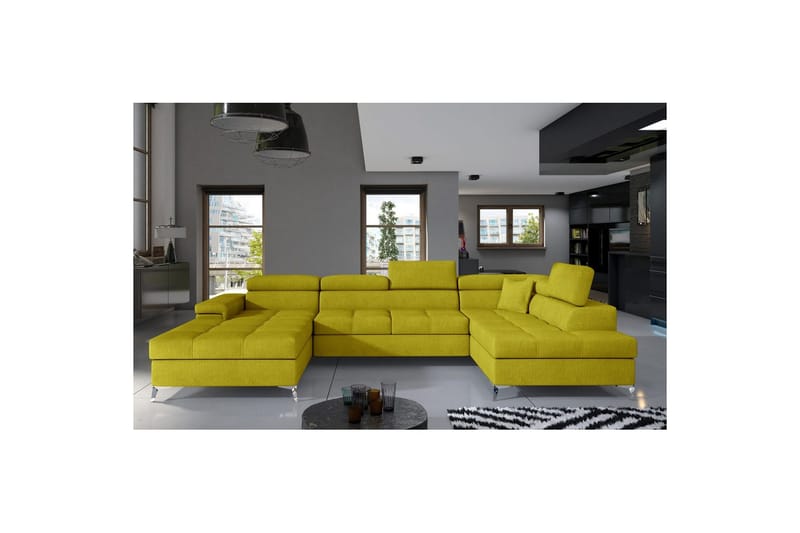Hörnsoffa Eltap Eduardo 337x205x88 cm - Omega 68, Gul, Höger - Möbler - Vardagsrum - Bäddsoffor - U bäddsoffa