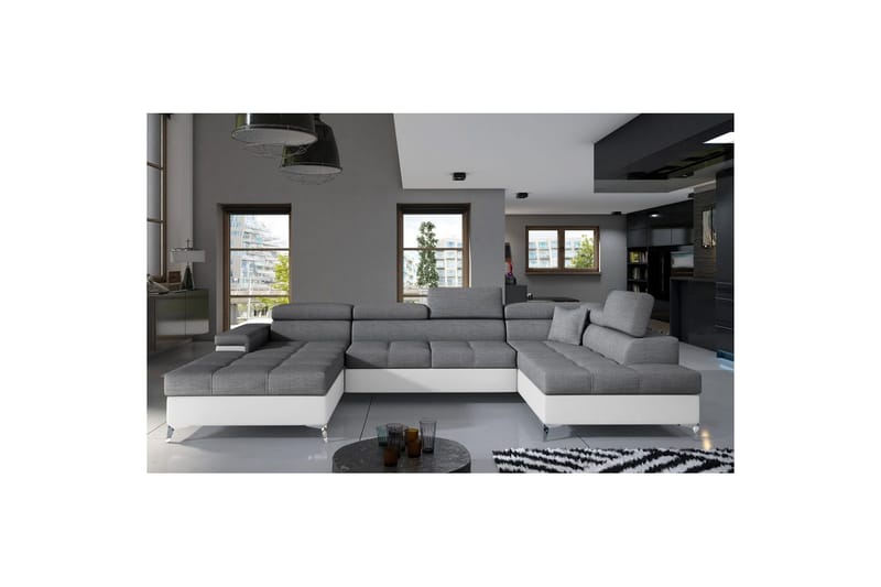 Hörnsoffa Eltap Eduardo 337x205x88 cm - Sawana 05, Soft 17, Grå, Vit, Höger - Möbler - Vardagsrum - Bäddsoffor - U bäddsoffa