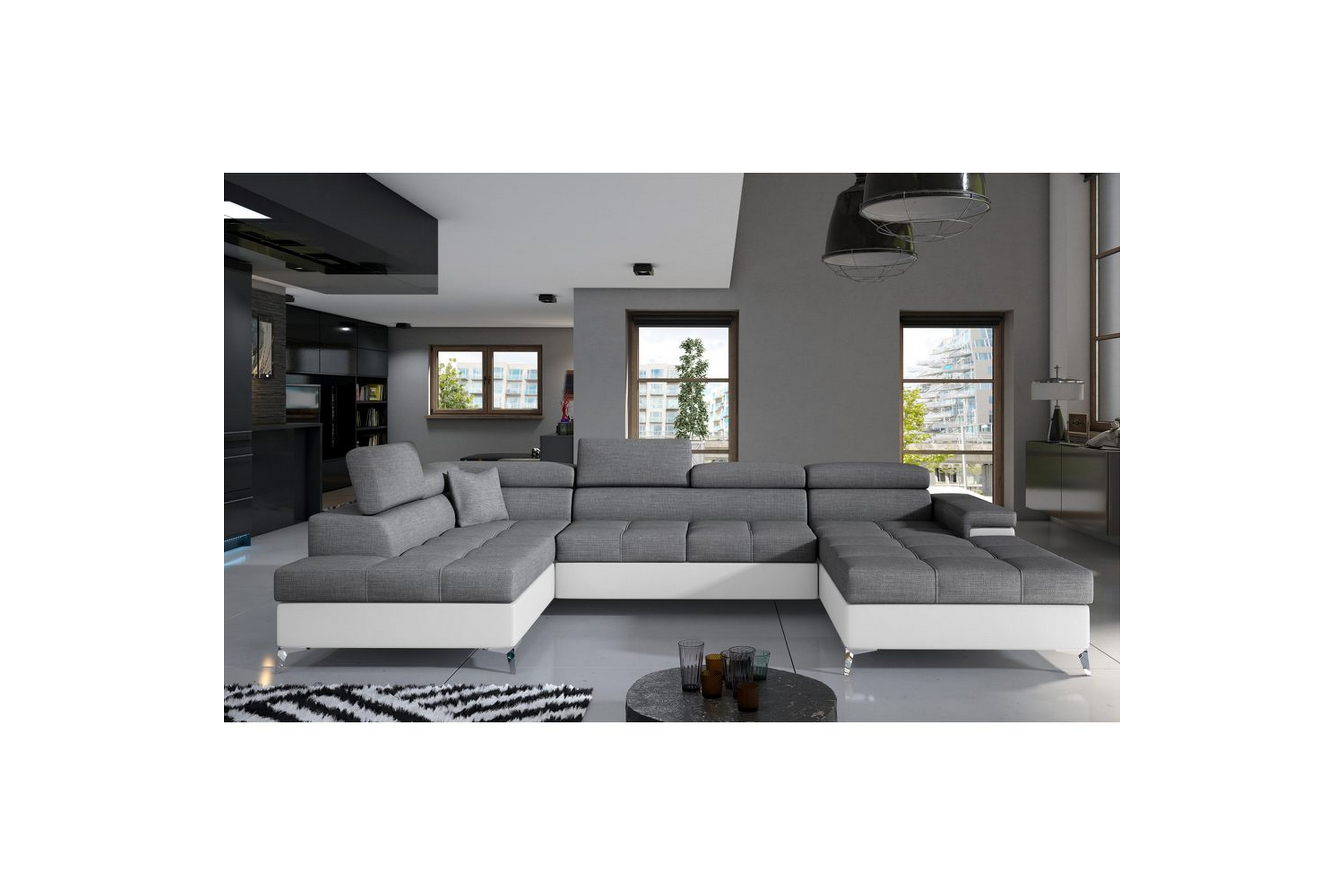 hörnsoffa eltap eduardo 337x205x88 cm - sawana 05, soft 17, grå, vit, vänster