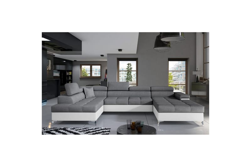 Hörnsoffa Eltap Eduardo 337x205x88 cm - Sawana 05, Soft 17, Grå, Vit, Vänster - Möbler - Vardagsrum - Bäddsoffor - U bäddsoffa