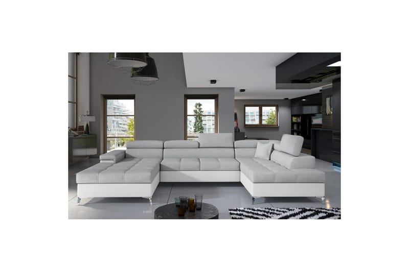 Hörnsoffa Eltap Eduardo 337x205x88 cm - Sawana 21, Soft 17, Grå, Vit, Höger - Möbler - Vardagsrum - Bäddsoffor - U bäddsoffa