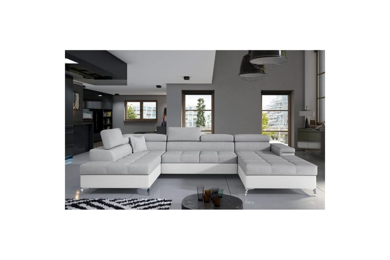 Hörnsoffa Eltap Eduardo 337x205x88 cm - Sawana 21, Soft 17, Grå, Vit, Vänster - Möbler - Vardagsrum - Bäddsoffor - U bäddsoffa