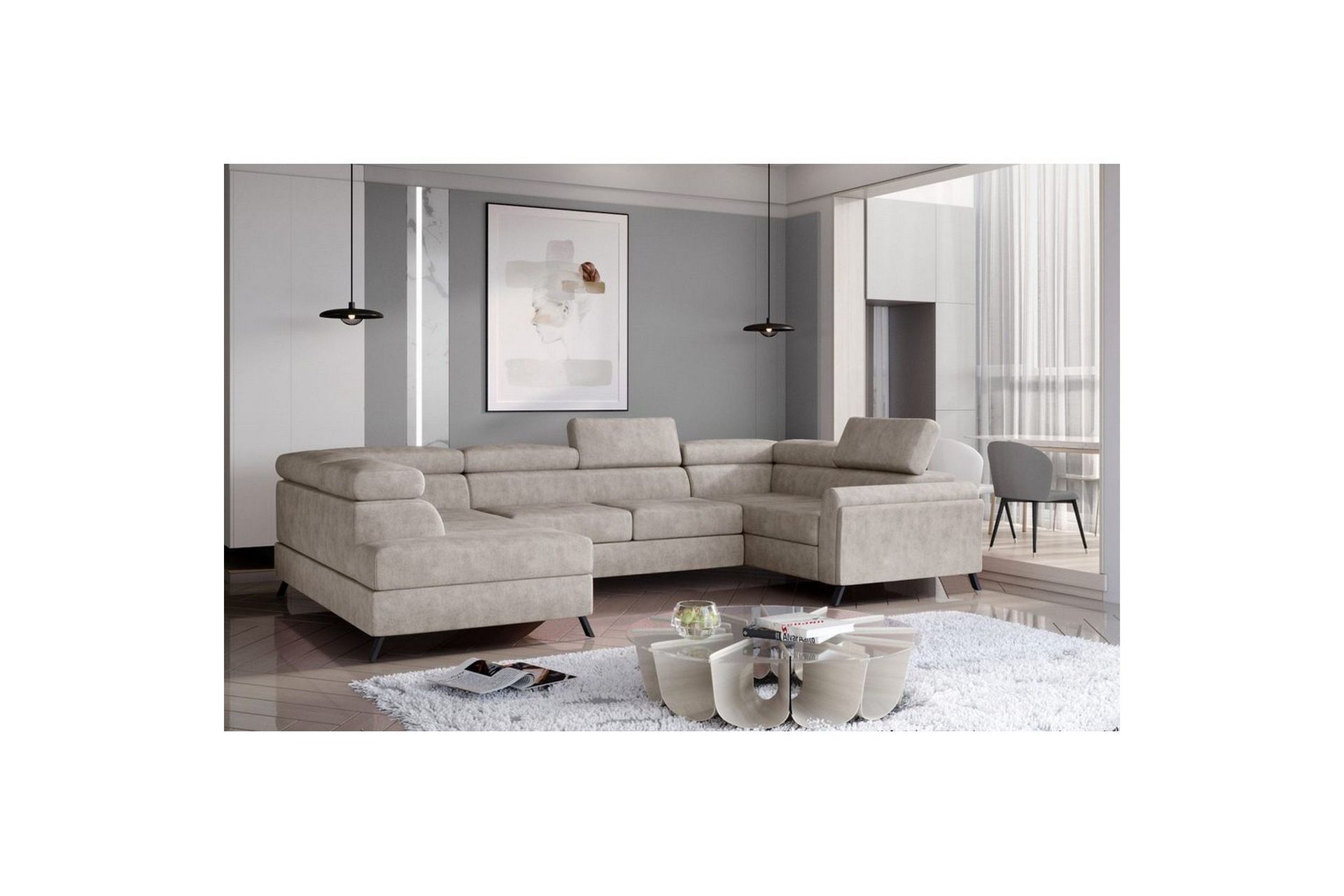 H&ouml;rnsoffa Eltap Escada 336x200x92 cm - Dora 21, Beige, V&auml;nster