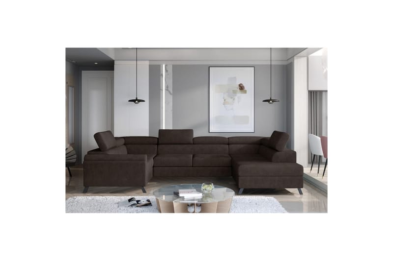 Hörnsoffa Eltap Escada 336x200x92 cm - Dora 28, Mörkbrun, Höger - Möbler - Vardagsrum - Bäddsoffor - Hörnbäddsoffa