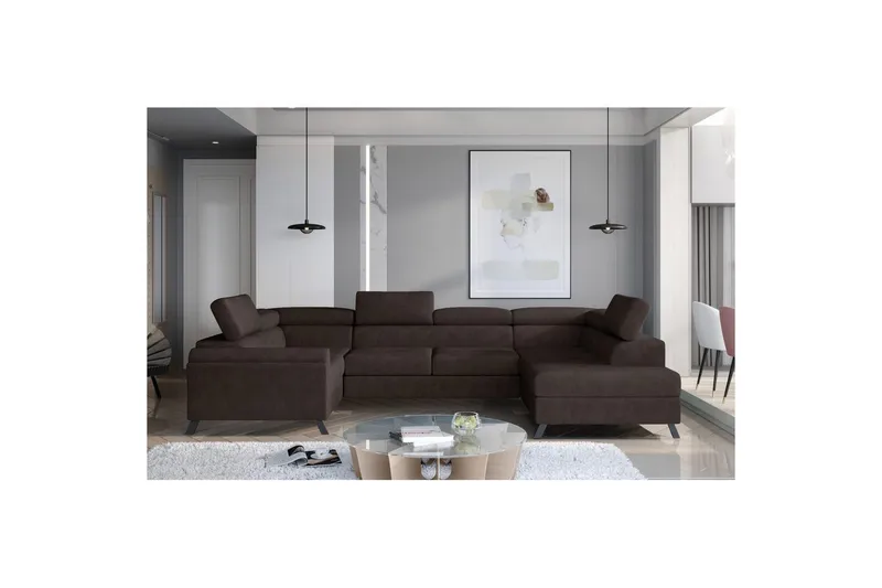 Hörnsoffa Eltap Escada 336x200x92 cm - Dora 28, Mörkbrun, Höger - Möbler - Vardagsrum - Bäddsoffor - Hörnbäddsoffa