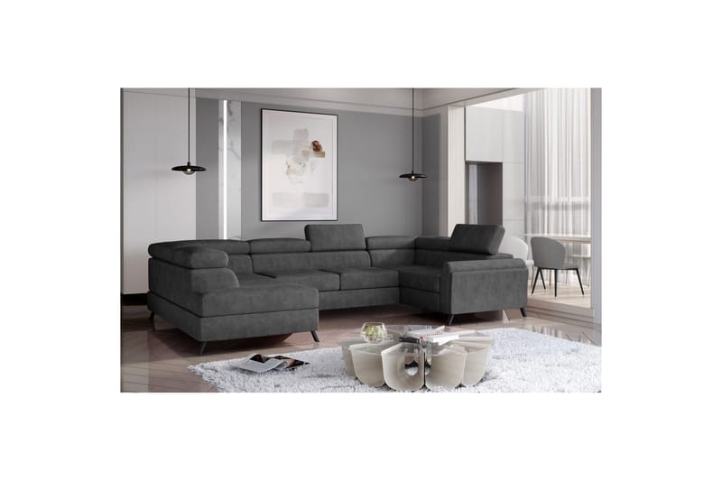 Hörnsoffa Eltap Escada 336x200x92 cm - Dora 96, Svart, Vänster - Möbler - Vardagsrum - Bäddsoffor - Hörnbäddsoffa