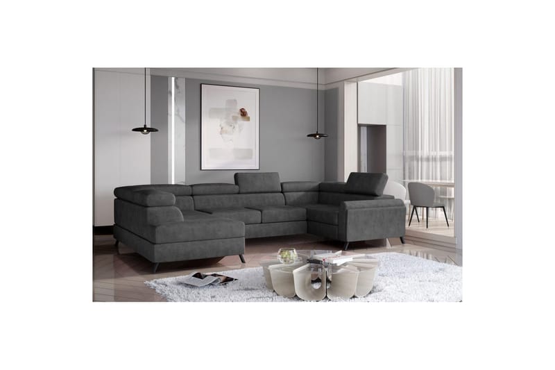 Hörnsoffa Eltap Escada 336x200x92 cm - Dora 96, Svart, Vänster - Möbler - Vardagsrum - Bäddsoffor - Hörnbäddsoffa