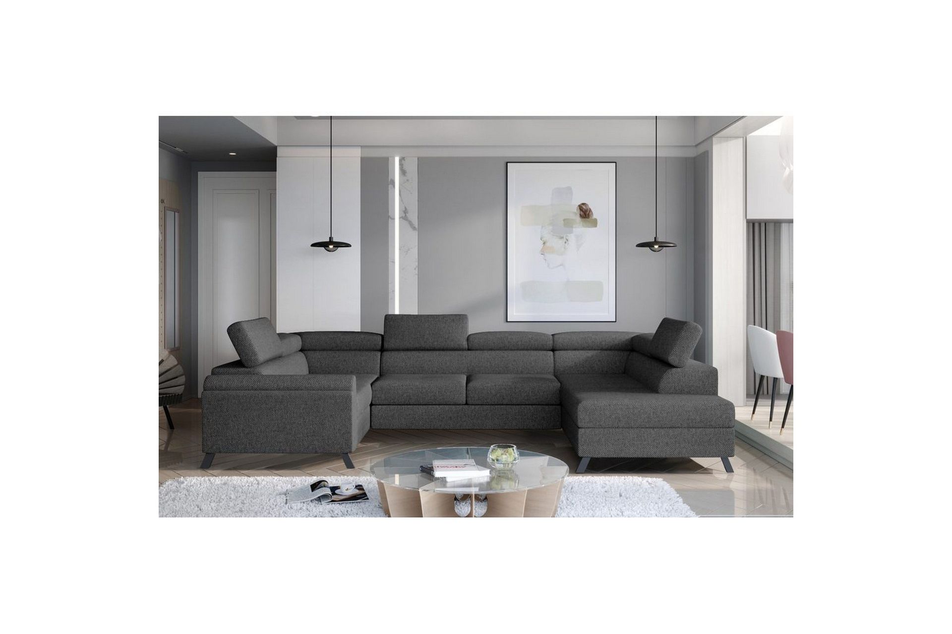 H&ouml;rnsoffa Eltap Escada 336x200x92 cm - Inari 96, M&ouml;rkgr&aring;, H&ouml;ger