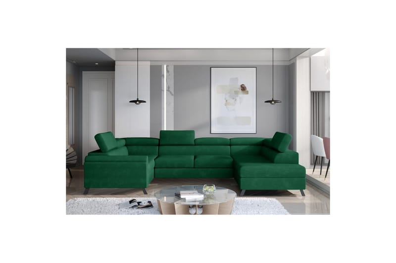 Hörnsoffa Eltap Escada 336x200x92 cm - Kronos 19, Mörkgrön, Höger - Möbler - Vardagsrum - Bäddsoffor - Hörnbäddsoffa