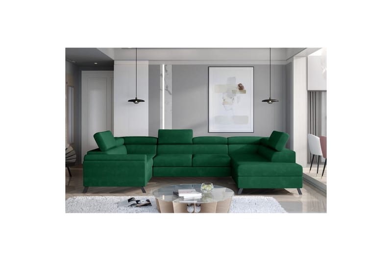Hörnsoffa Eltap Escada 336x200x92 cm - Kronos 19, Mörkgrön, Höger - Möbler - Vardagsrum - Bäddsoffor - Hörnbäddsoffa