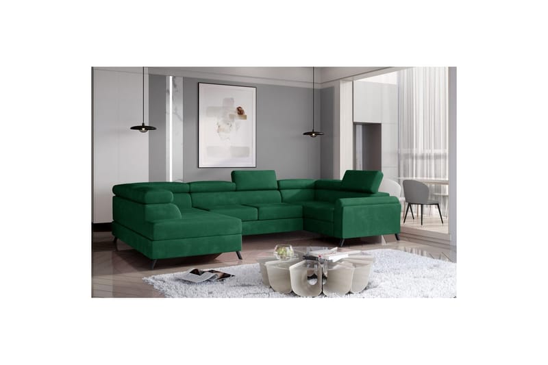 Hörnsoffa Eltap Escada 336x200x92 cm - Kronos 19, Mörkgrön, Vänster - Möbler - Vardagsrum - Bäddsoffor - Hörnbäddsoffa