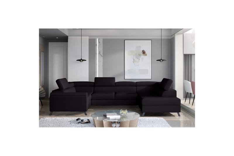 Hörnsoffa Eltap Escada 336x200x92 cm - Mat Sammet 99, Blå, Höger - Möbler - Vardagsrum - Bäddsoffor - Hörnbäddsoffa
