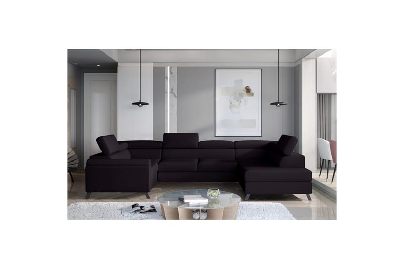 Hörnsoffa Eltap Escada 336x200x92 cm - Mat Sammet 99, Blå, Höger - Möbler - Vardagsrum - Bäddsoffor - Hörnbäddsoffa