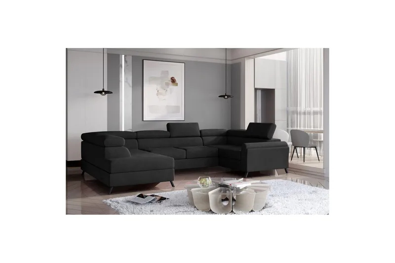 Hörnsoffa Eltap Escada 336x200x92 cm - Mat Sammet 99, Blå, Vänster - Möbler - Vardagsrum - Bäddsoffor - Hörnbäddsoffa