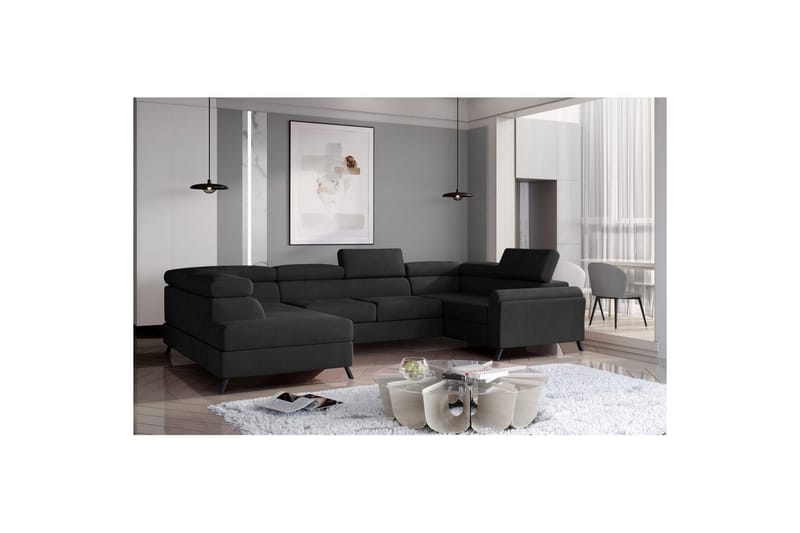 Hörnsoffa Eltap Escada 336x200x92 cm - Mat Sammet 99, Blå, Vänster - Möbler - Vardagsrum - Bäddsoffor - Hörnbäddsoffa