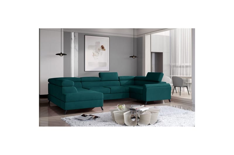 Hörnsoffa Eltap Escada 336x200x92 cm - Mat Velvet 75, Grön, Vänster - Möbler - Vardagsrum - Bäddsoffor - Hörnbäddsoffa