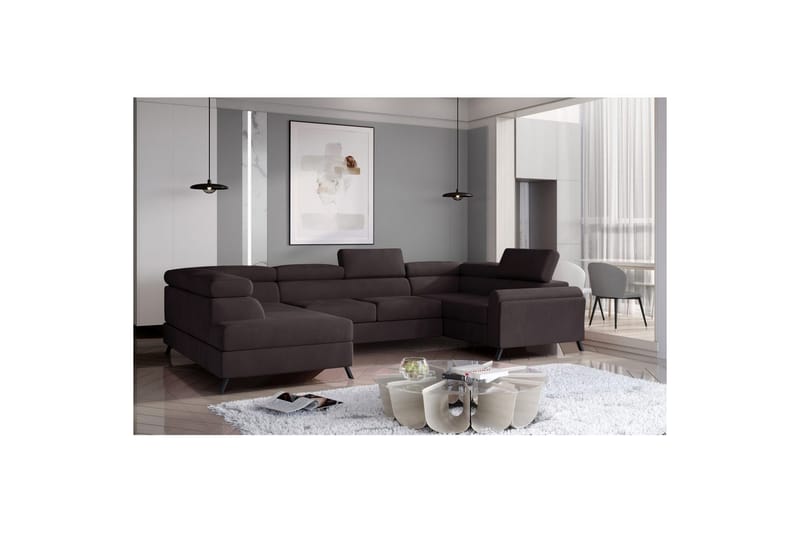 Hörnsoffa Eltap Escada 336x200x92 cm - Monolith 29, Mörkbrun, Vänster - Möbler - Vardagsrum - Bäddsoffor - Hörnbäddsoffa