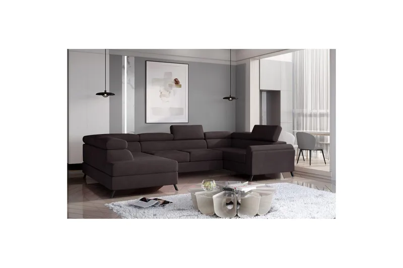 Hörnsoffa Eltap Escada 336x200x92 cm - Monolith 29, Mörkbrun, Vänster - Möbler - Vardagsrum - Bäddsoffor - Hörnbäddsoffa
