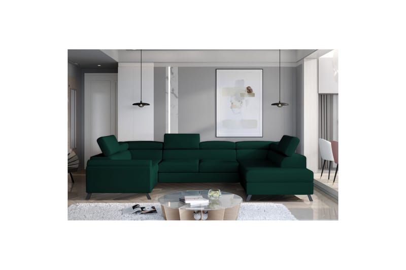 Hörnsoffa Eltap Escada 336x200x92 cm - Monolith 37, Grön, Höger - Möbler - Vardagsrum - Bäddsoffor - Hörnbäddsoffa