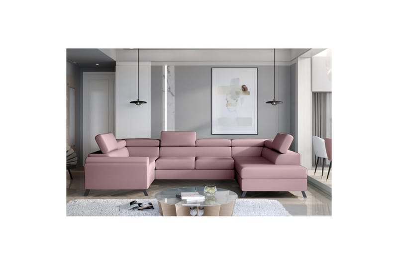 Hörnsoffa Eltap Escada 336x200x92 cm - Monolith 63, Rosa, Höger - Möbler - Vardagsrum - Bäddsoffor - Hörnbäddsoffa