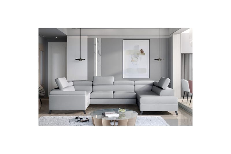 Hörnsoffa Eltap Escada 336x200x92 cm - Monolith 84, Ljusgrå, Höger - Möbler - Vardagsrum - Bäddsoffor - Hörnbäddsoffa