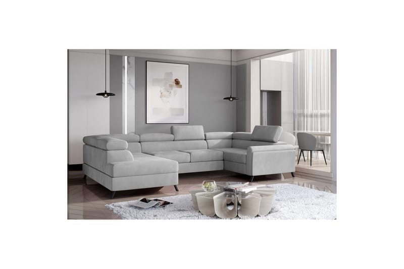 Hörnsoffa Eltap Escada 336x200x92 cm - Monolith 84, Ljusgrå, Vänster - Möbler - Vardagsrum - Bäddsoffor - Hörnbäddsoffa