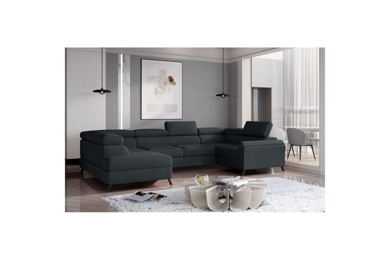 Hörnsoffa Eltap Escada 336x200x92 cm - Monolith 97, Mörkgrå, Vänster - Möbler - Vardagsrum - Bäddsoffor - Hörnbäddsoffa