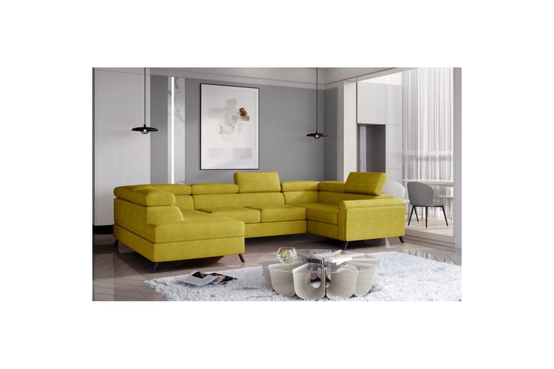 Hörnsoffa Eltap Escada 336x200x92 cm - Omega 68, Gul, Vänster - Möbler - Vardagsrum - Bäddsoffor - Hörnbäddsoffa
