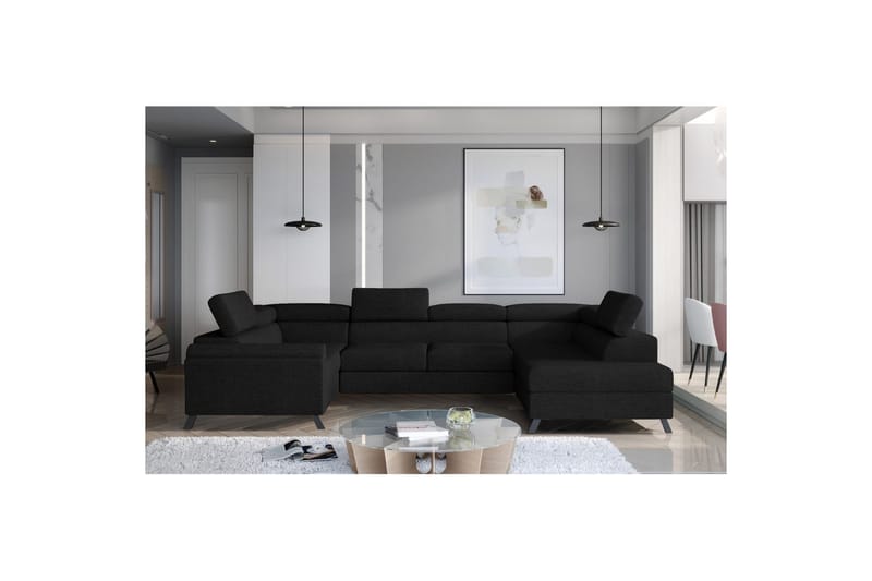 Hörnsoffa Eltap Escada 336x200x92 cm - Sawana 14, Svart, Höger - Möbler - Vardagsrum - Bäddsoffor - Hörnbäddsoffa