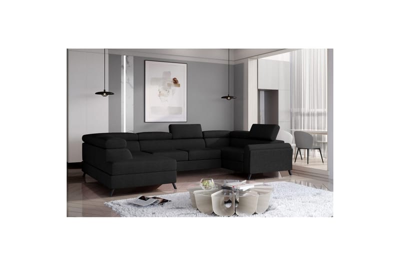 Hörnsoffa Eltap Escada 336x200x92 cm - Sawana 14, Svart, Vänster - Möbler - Vardagsrum - Bäddsoffor - Hörnbäddsoffa