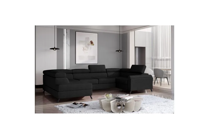 Hörnsoffa Eltap Escada 336x200x92 cm - Sawana 14, Svart, Vänster - Möbler - Vardagsrum - Bäddsoffor - Hörnbäddsoffa