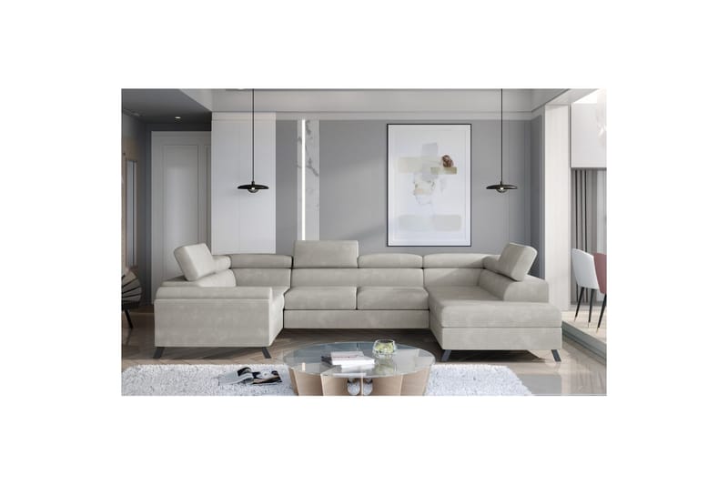 Hörnsoffa Eltap Escada 336x200x92 cm - Paros 02, Beige, Höger - Möbler - Vardagsrum - Bäddsoffor - Hörnbäddsoffa